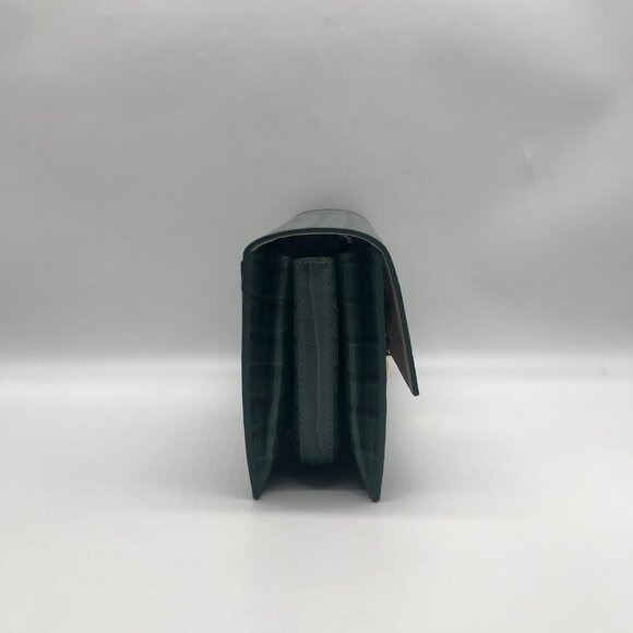 Jason Wu Sage Leaf Croc Embossed Orbit Leather Clutch - Picture 4 of 11